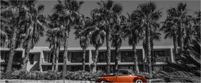 Kép - retro piros autó (120x50 cm)