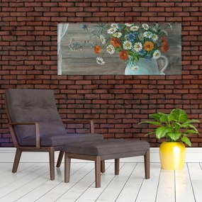 Kép - réti virágok, olajfestmény (120x50 cm)