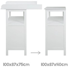 Fehér gyerek komód pelenkázó feltéttel 75x100x87 cm Hamburg – Roba