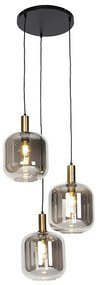 Design lógólámpa fekete arannyal és füstüveggel 3-lámpás - Zuzanna