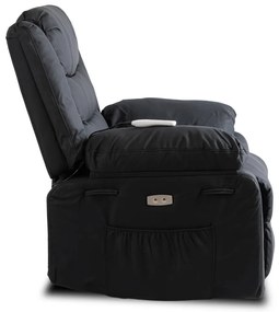 Elektromosan Vezérelhető Masszázsfunkciós Relaxfotel Fekete Színben. JASPER