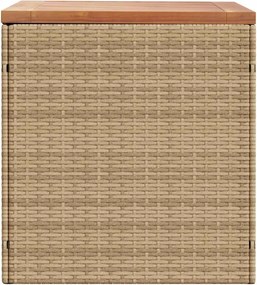 vidaXL bézs polyrattan és akácfa kerti tárolóláda 110 x 50 x 54 cm