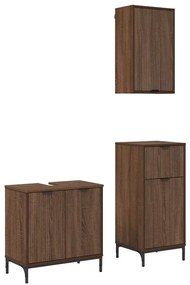 Fürdőszoba bútor szett 3 pcs barna tölgy 39.5 x 36 x 88 cm