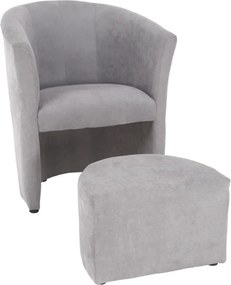 Klub fotel puffal, szürke, ROSE