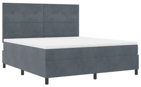 Boxspring Ágy Matraccal Sötétszürke Szuper King Velúr