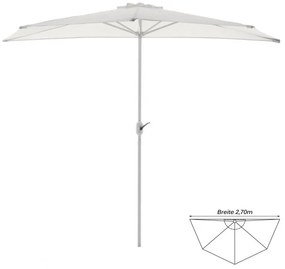 GARTHEN Félköríves kerti napernyő fehér 270 cm