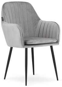PreHouse LUGO szék - ezüstszürke bársony / fekete lábak