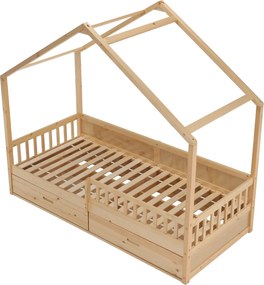 Montessori ágy, 90x200, természetes, tömör, BIANKA