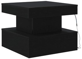 fekete tölgyszínű dohányzóasztal LED-lámpákkal 50 x 50 x 40 cm