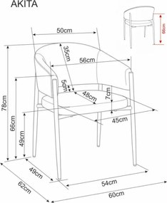 Akita étkezőszék szürke/fekete