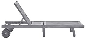 Szürke tömör akácfa kerti napozóágy párnával