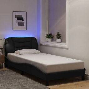 fekete szövet ágykeret LED-es matrac nélkül 80x200 cm 80x200 cm