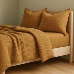 Muszlin ágynemű MOELLIN mustárszínű Ágyneműhuzat mérete: 70 x 90 cm | 140 x 200 cm