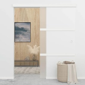 ezüst ESG üveg és alumínium tolóajtó puha ütközőkkel 90x205 cm