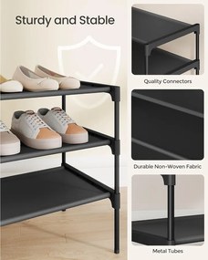 3 szintes cipőtartó állvány 29,7 x 62,3 x 53,5 cm, fekete