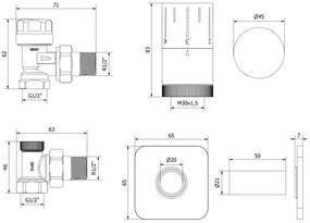 Mexen, Mexen G05 termosztatikus sarokkészlet maskownicą S-vel, króm - W901-958-909-01