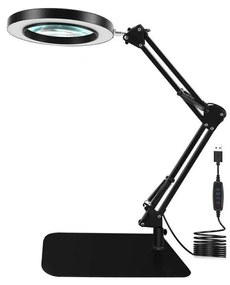 LED Dimmelhető asztali lámpa nagyítóval LED/11W/5V fekete