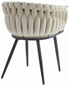 Bézs ORION VELVET étkezőszék fekete lábakkal