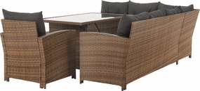 Kerti rattan szett, szürkésbarna/világosbarna, SAGIR