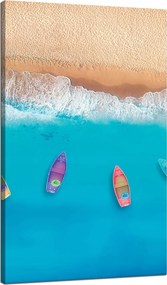 Vászonkép Csónakok a parton Homok Víz 70x120 cm Ideális ajándék