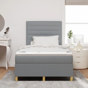 Box Spring Ágy matraccal és LED világosszürke 120x190 cm Szövet