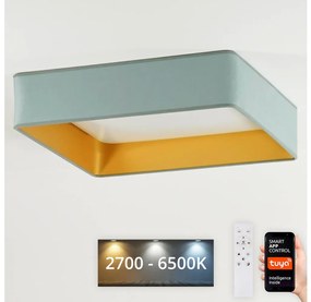Brilagi-LED Fényerőszabályozható lámpatest VELVET SQUARE LED/36W/230V Wi‑Fi Tuya + távirányító mentazöld