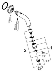 GROHE 20205000 - UNIVERSAL falra szerelhető szelep, 106 mm, fényes króm