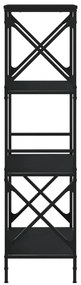 4 szintes fekete szerelt fa könyvespolc 59 x 35 x 132 cm