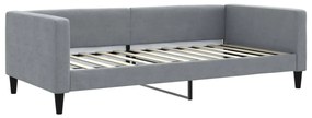 világosszürke kihúzható szövet heverő matracokkal 100 x 200 cm