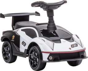 AIYAPLAY Tolóautó, Gyermekjármű, Játékautó Tárolóhellyel, Kossárral és Motorzajjal, 12 Hónap Feletti Gyermekeknek, Fehér+Fekete, 67 x 28 x 38 cm | Aos
