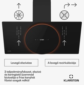 Klarstein Total Eclipse páraelszívó, LED világítás, érintős, 594,2 m³/h, elszívás/recirkuláció