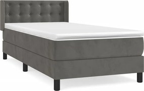vidaXL sötétszürke bársony rugós ágy matraccal 100 x 200 cm