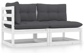 vidaXL 2 részes tömör fenyőfa kerti bútorgarnitúra párnákkal