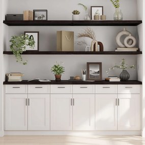 sötétbarna kezelt tömör tölgyfa fali polc 200 x 60 x (2-4) cm