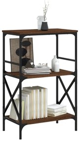 3 szintes barna tölgy szerelt fa könyvespolc 56 x 35 x 90,5 cm