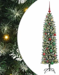 vidaXL Mű Karcsú Karácsonyi Fa 150 LED-del Zöld és Fehér 150 cm