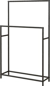 HOMCOM Törölközőtartó, Szabadonálló Törölközőtartó 2 Törölközőrúddal, Fürdőszoba Törölközőtartó, Fém, 66 x 20 x 110 cm, Fekete | Aosom