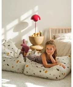 Fehér buklé-zsenília gyerek babzsákfotel Terrazzo Square – Wigiwama