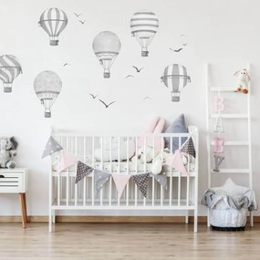 INSPIO Szürke hőlégballon falmatricák gyerekszobába