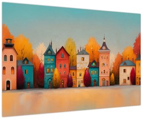 Kép - Őszi falu (90x60 cm)