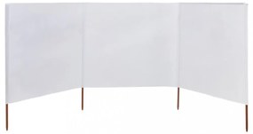 3 paneles homokfehér szövet szélfogó 400 x 80 cm