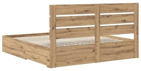vidaXL Ágykeret fiókkal fejtámlával Artisan tölgy 180 x 200 cm Faanyag