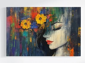 Vászonkép Canvas Figura Portré Nő Arc Színes Virágok 60x40