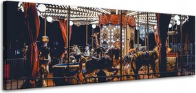 Vászonkép Körhinta Éjszakai fények Vidám város 120x40