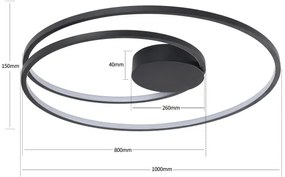 Brilagi - LED dimmelhető mennyezeti lámpa TWISTER LED/105W/230V átm. 100 cm fekete + távirányító