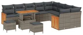 Kerti Kanapé Szett 12 pcs Szürke 90 x 55 x 71 cm polirattan