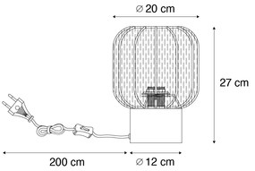 Japandi asztali lámpa arany színben, bézs lámpabúrával - Pluni