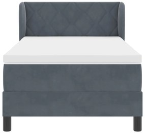 Boxspring ágy matraccal sötét szürke 100x200 cm bársony