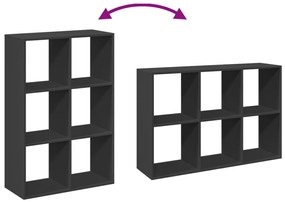 fekete szerelt fa térelválasztó könyvespolc 69,5x29x103,5 cm