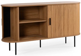 TRISH komód 140 cm, kétajtós, tolóajtós, tölgy